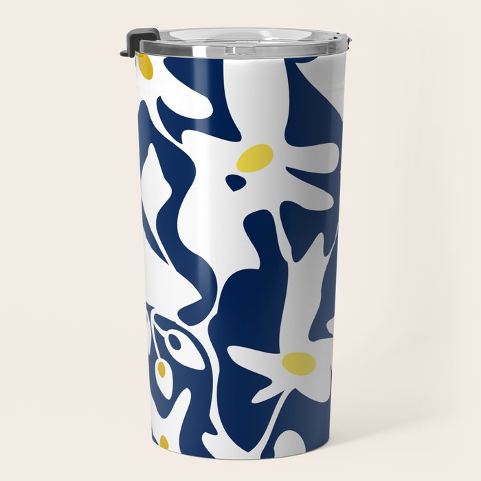 Blue jungle: Organic shapes and flowers Travel Mug Gallery Image 3