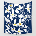 Blue jungle: Organic shapes and flowers Wall Tapestry Gallery Image 4