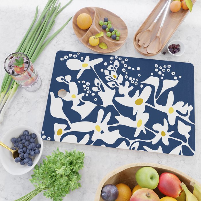 Blue jungle: Organic shapes and flowers Cutting Board Gallery Image 2