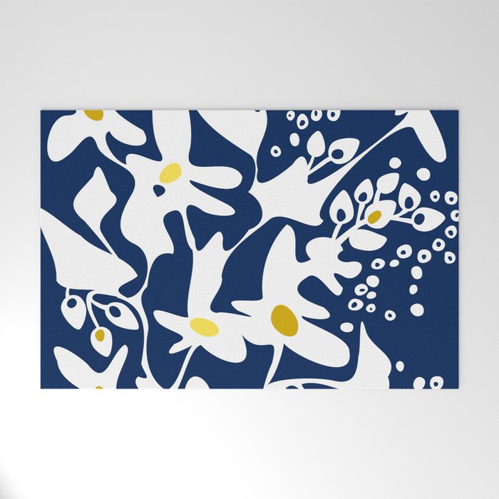 Blue jungle: Organic shapes and flowers Welcome Mat Gallery Image 1