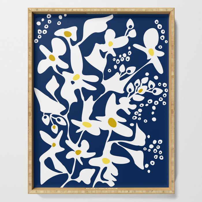 Blue jungle: Organic shapes and flowers Serving Tray Gallery Image 1
