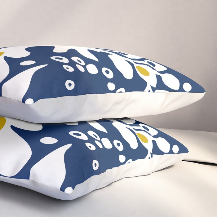 Blue jungle: Organic shapes and flowers Pillow Sham Gallery Image 3