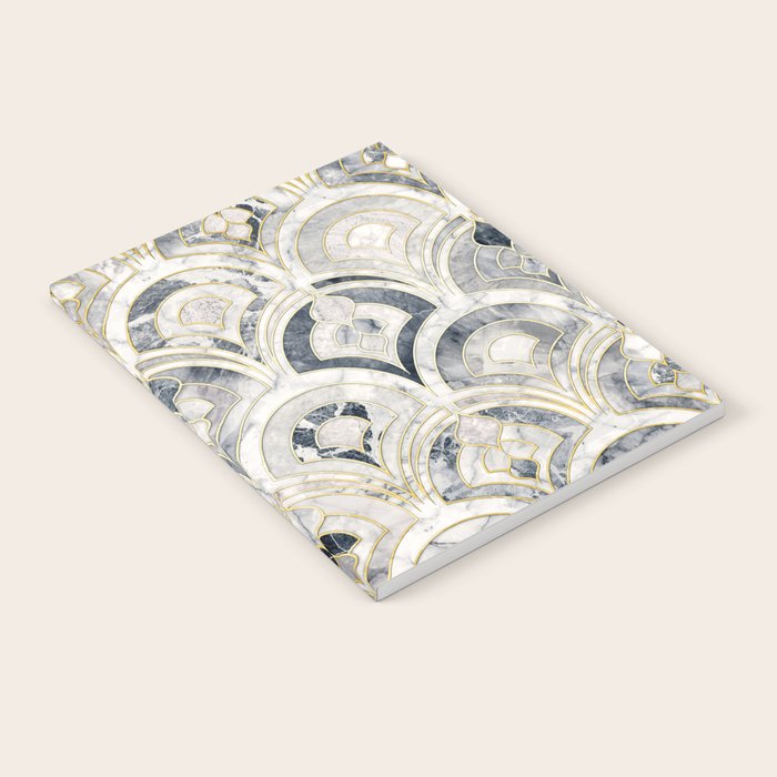 Monochrome Art Deco Marble Tiles Notebook Gallery Image 1