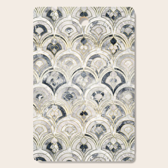 Monochrome Art Deco Marble Tiles Cutting Board Gallery Image 1