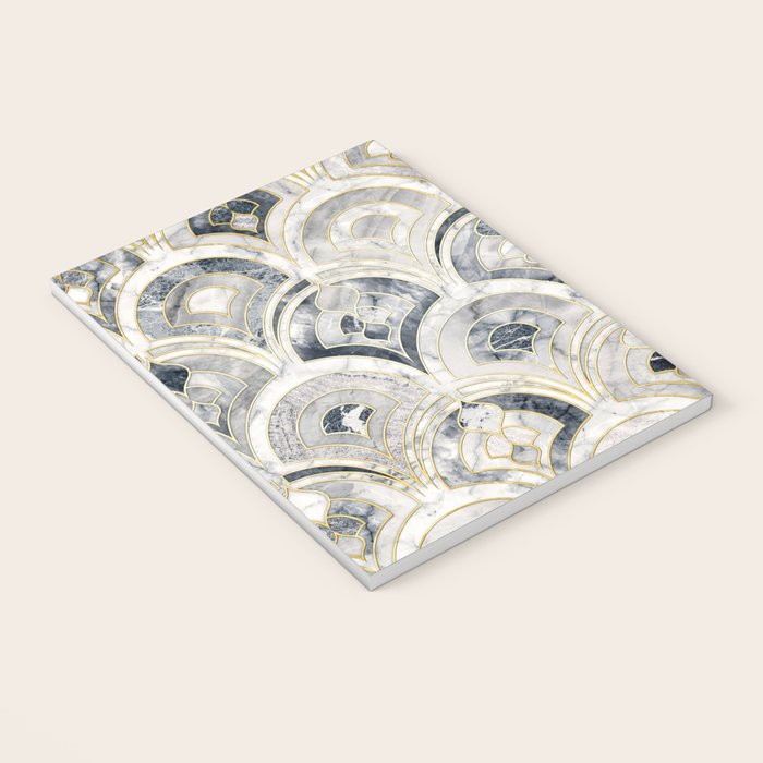Monochrome Art Deco Marble Tiles Notebook Gallery Image 3