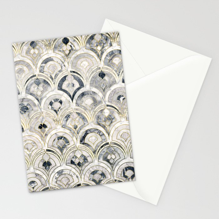 Monochrome Art Deco Marble Tiles Stationery Card Gallery Image 2