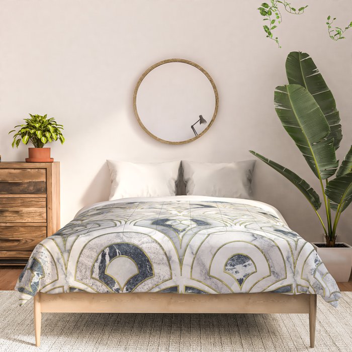 Monochrome Art Deco Marble Tiles Comforter Gallery Image 3