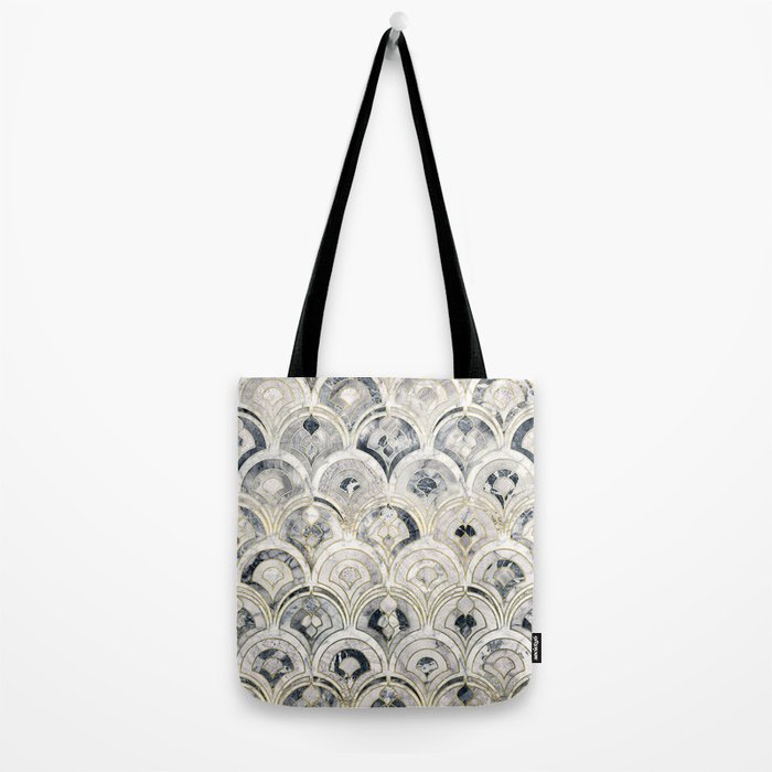 Monochrome Art Deco Marble Tiles Tote Bag Gallery Image 2