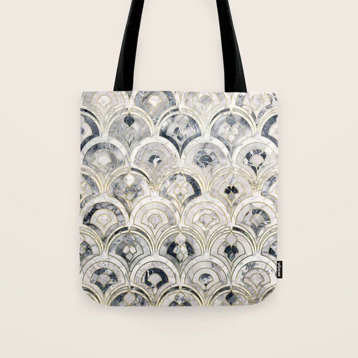 Monochrome Art Deco Marble Tiles Tote Bag Gallery Image 1