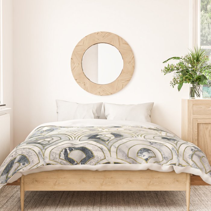 Monochrome Art Deco Marble Tiles Duvet Cover Gallery Image 3