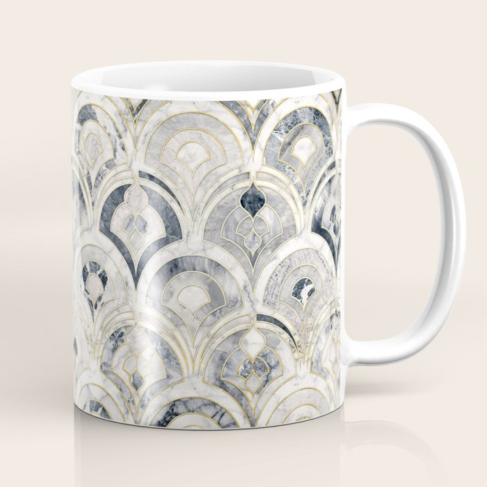 Monochrome Art Deco Marble Tiles Coffee Mug Gallery Image 1