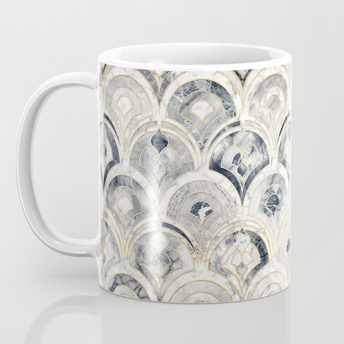 Monochrome Art Deco Marble Tiles Coffee Mug Gallery Image 3