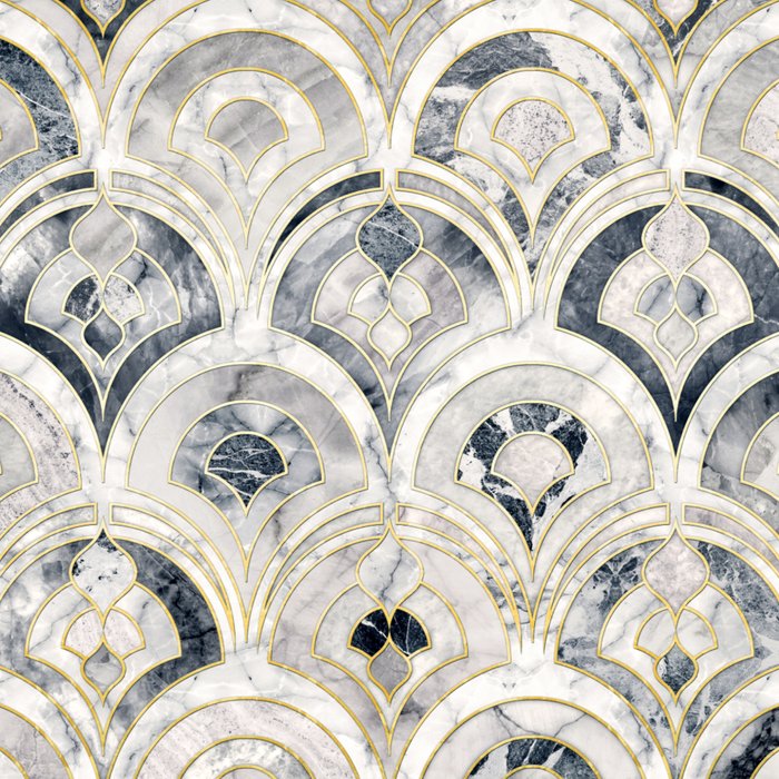 Monochrome Art Deco Marble Tiles Coffee Mug Gallery Image 2