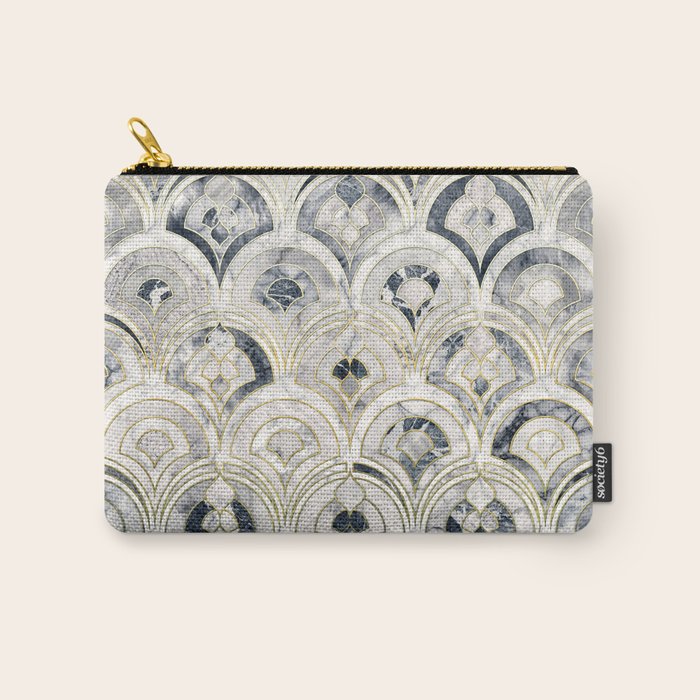 Monochrome Art Deco Marble Tiles Carry All Pouch Gallery Image 1