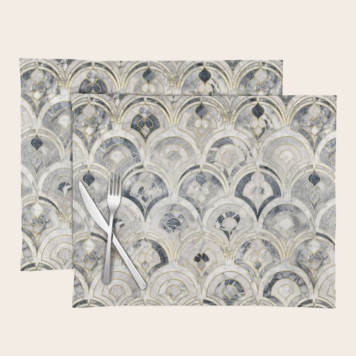 Monochrome Art Deco Marble Tiles Placemat Gallery Image 1