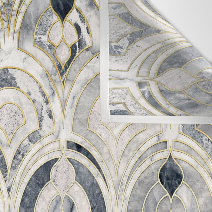 Monochrome Art Deco Marble Tiles Wall Tapestry Gallery Image 3