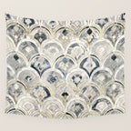 Monochrome Art Deco Marble Tiles Wall Tapestry Gallery Image 4