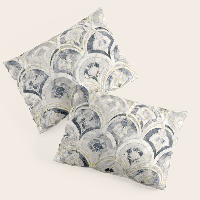 Monochrome Art Deco Marble Tiles Pillow Sham Gallery Image 3