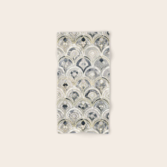 Monochrome Art Deco Marble Tiles Bath Towel Gallery Image 1