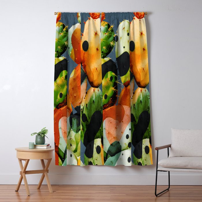 Abstract Modern Cactus 3 Window Curtain Gallery Image 1