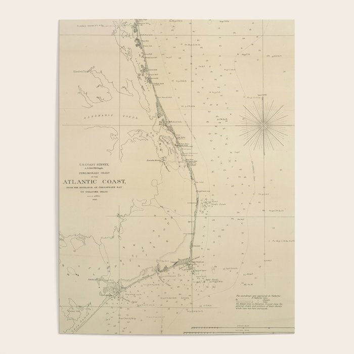 Vintage North Carolina and Virginia Coastal Map Poster Gallery Image 4
