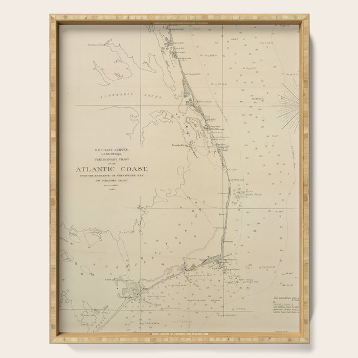 Vintage North Carolina and Virginia Coastal Map Serving Tray Gallery Image 1