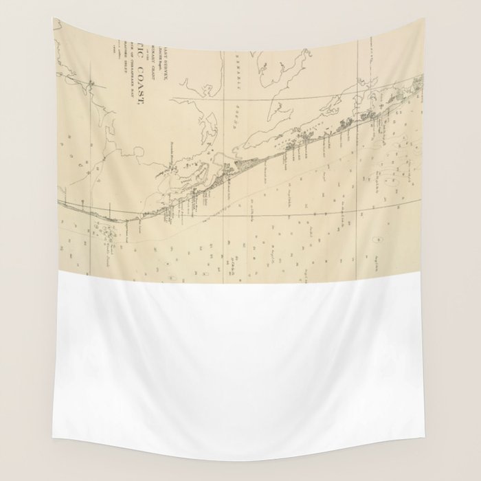 Vintage North Carolina and Virginia Coastal Map Wall Tapestry Gallery Image 4