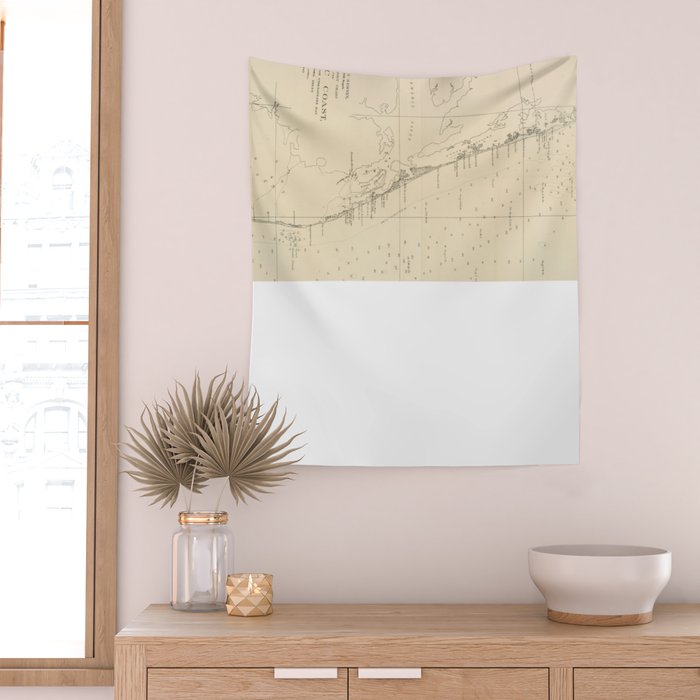 Vintage North Carolina and Virginia Coastal Map Wall Tapestry Gallery Image 2