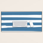 Ocean Stripes, Abstract, Blue and White, Striped Pattern Desk Mat Gallery Image 1