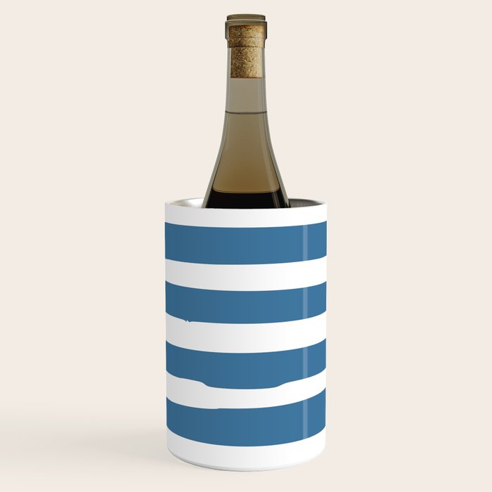 Ocean Stripes, Abstract, Blue and White, Striped Pattern Wine Chiller Gallery Image 2