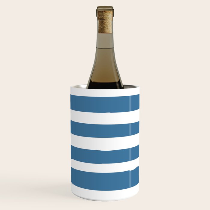 Ocean Stripes, Abstract, Blue and White, Striped Pattern Wine Chiller Gallery Image 1