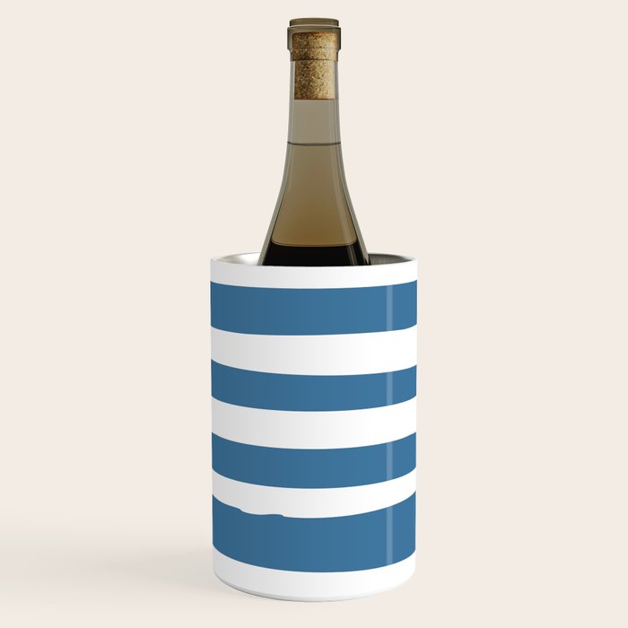 Ocean Stripes, Abstract, Blue and White, Striped Pattern Wine Chiller Gallery Image 3