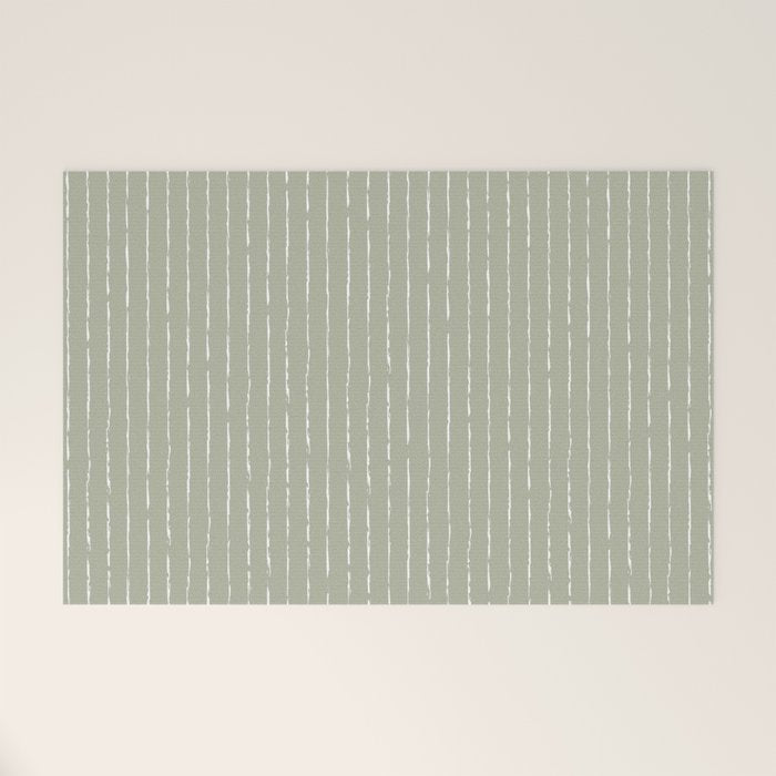 Lines II (Linen Sage) Welcome Mat Gallery Image 1