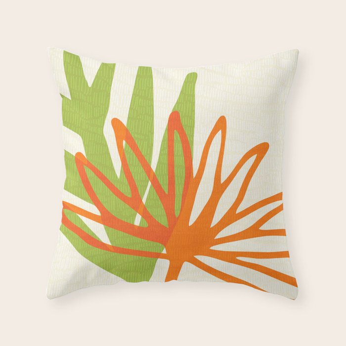 All Day Everyday in Green and Orange Nature Throw Pillow Gallery Image 6