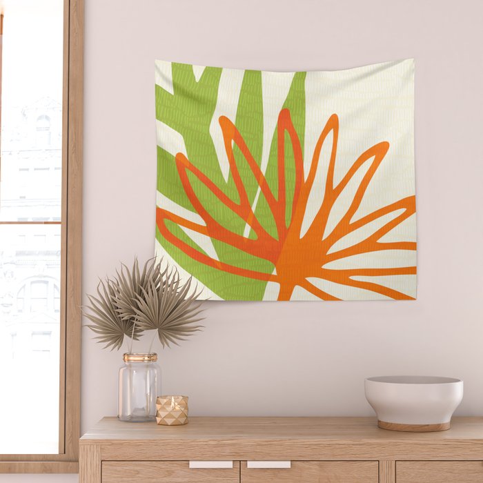 All Day Everyday in Green and Orange Nature Wall Tapestry Gallery Image 2