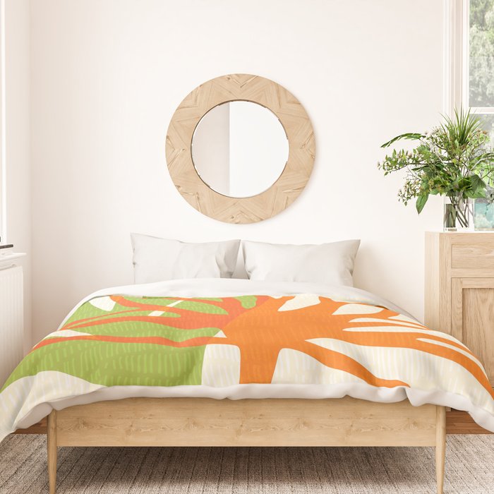 All Day Everyday in Green and Orange Nature Duvet Cover Gallery Image 3