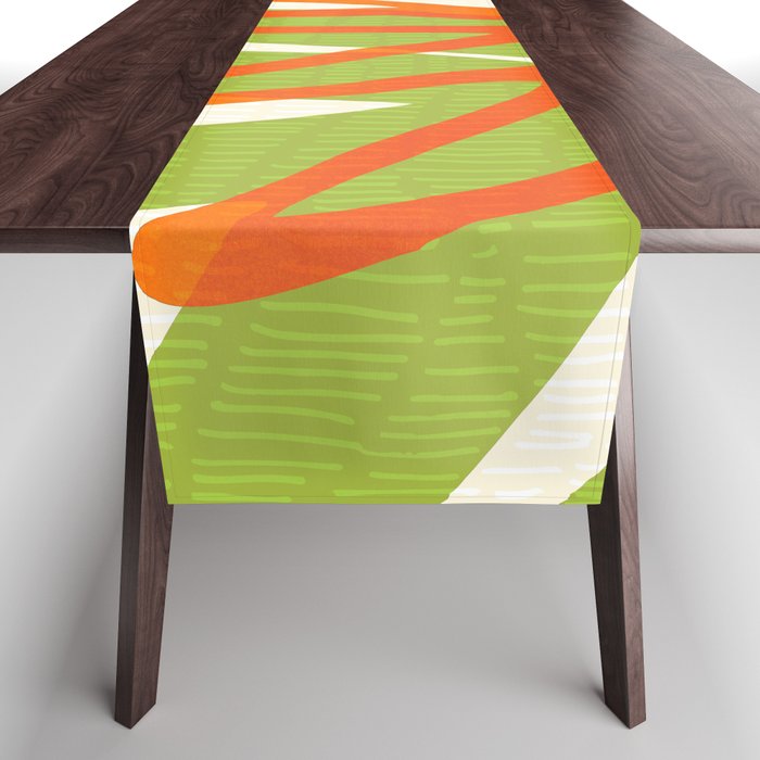 All Day Everyday in Green and Orange Nature Table Runner Gallery Image 1