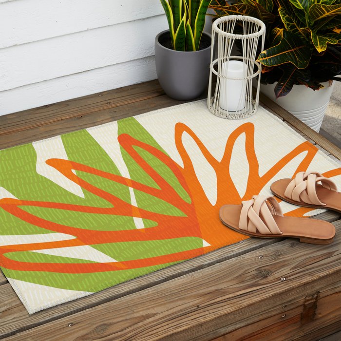 All Day Everyday in Green and Orange Nature Outdoor Rug Gallery Image 2