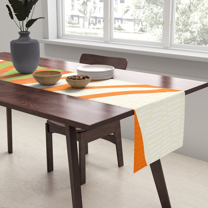 All Day Everyday in Green and Orange Nature Table Runner Gallery Image 2