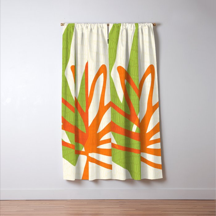 All Day Everyday in Green and Orange Nature Window Curtain Gallery Image 3