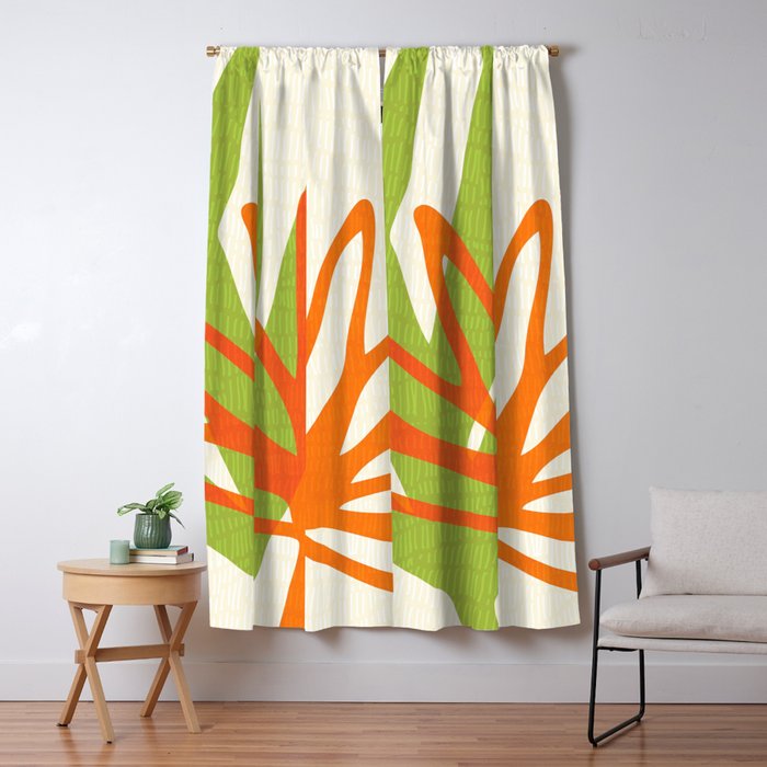 All Day Everyday in Green and Orange Nature Window Curtain Gallery Image 5