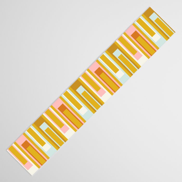 Mid Century Modern Geometric Lexington Ave Pattern in Mustard Pink Ice Blue Table Runner Gallery Image 3