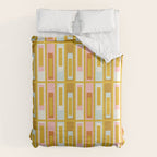 Mid Century Modern Geometric Lexington Ave Pattern in Mustard Pink Ice Blue Duvet Cover Gallery Image 6