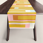 Mid Century Modern Geometric Lexington Ave Pattern in Mustard Pink Ice Blue Table Runner Gallery Image 1