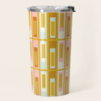 Mid Century Modern Geometric Lexington Ave Pattern in Mustard Pink Ice Blue Travel Mug Gallery Image 2