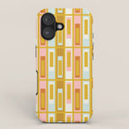 Mid Century Modern Geometric Lexington Ave Pattern in Mustard Pink Ice Blue iPhone Case Gallery Image 1