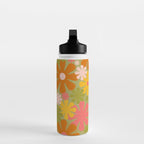 Retro 60s 70s Aesthetic Floral Pattern in Green Pink Yellow Orange Water Bottle Gallery Image 3