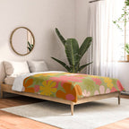 Retro 60s 70s Aesthetic Floral Pattern in Green Pink Yellow Orange Comforter Gallery Image 2