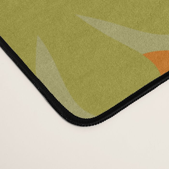 Retro 60s 70s Aesthetic Floral Pattern in Green Pink Yellow Orange Desk Mat Gallery Image 4