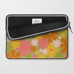 Retro 60s 70s Aesthetic Floral Pattern in Green Pink Yellow Orange Laptop Sleeve Gallery Image 2